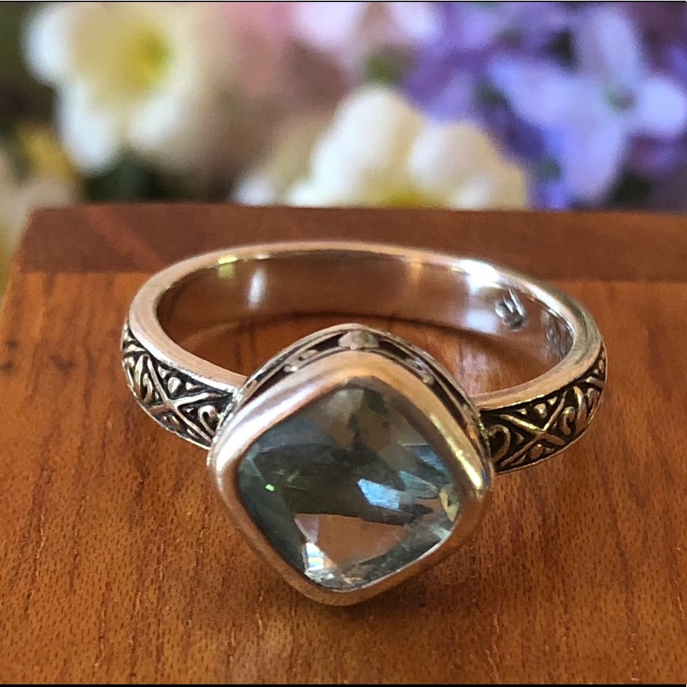 Silpada Sterling Silver Aqua Frozen Lake Ring R2044 Size 7